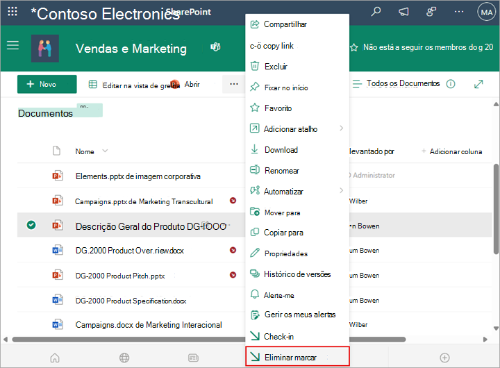 Você pode descartar o marcar de arquivo sem salvar suas alterações.