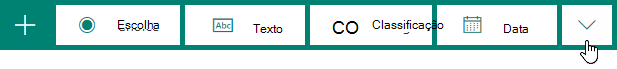 Botão mais tipos de pergunta no Microsoft Forms