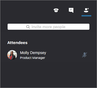 Janelas de reunião do Skype for Business para Mac mostrando participantes