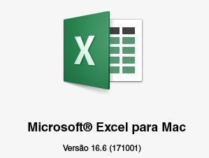 Logotipo do Microsoft Excel para Mac mostrando versão 16.6