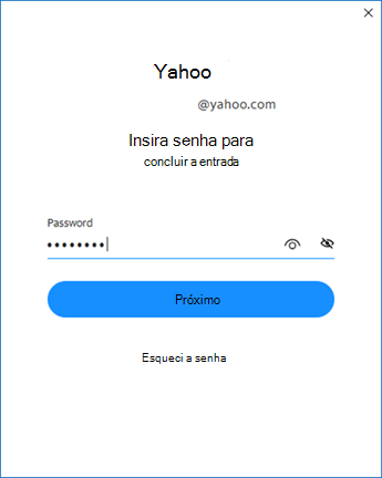 Tela de configuração do Yahoo Outlook dois – inserir senha