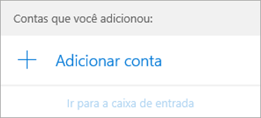 A caixa de diálogo Adicionar Conta na página inicial do Email