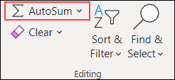Excel para o Web AutoSum