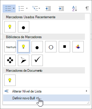 Alterar a formatação do marcador ou do número - Suporte da Microsoft