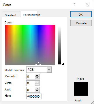 Seletor de cores personalizado da Área de Trabalho do Excel