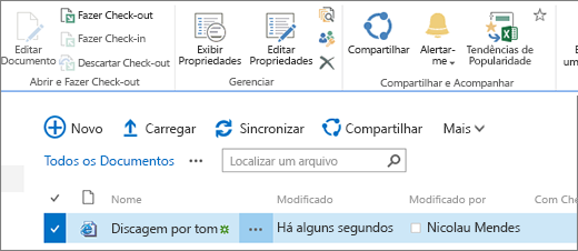 Seção Editar da faixa de opções com o item selecionado