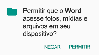 Toque em Permitir para conceder acesso aos Arquivos