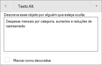 Alt text for a table in PowerPoint para Android.