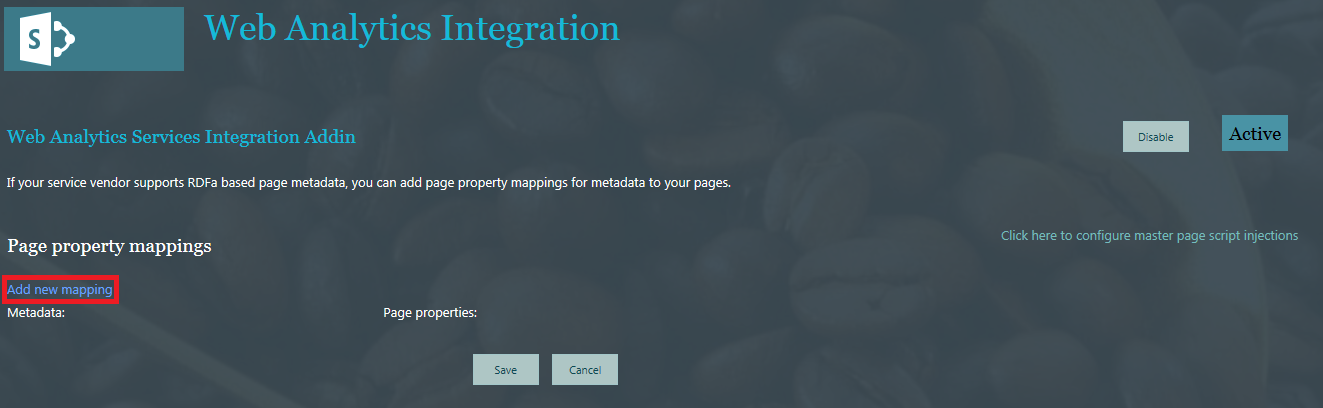 Captura de tela mostrando o link no qual clicar quando quiser mapear uma propriedade de metadados