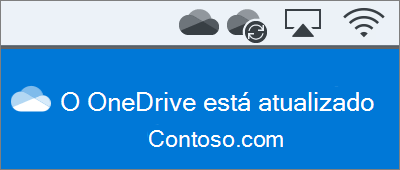 Captura de tela do OneDrive na barra de menus no Mac após concluir o Bem-vindo ao OneDrive