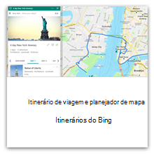 Itinerário de viagem e planejador de mapa com o Bing