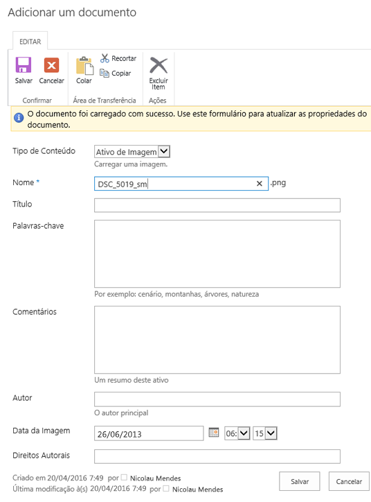 Adicionar uma caixa de diálogo do documento para imagens