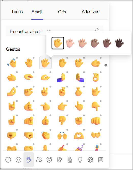 Captura de tela mostrando como alterar o tom de pele do emoji