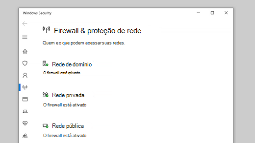 Firewall e proteção de rede na Segurança do Windows