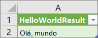 Resultados de HelloWorld em uma planilha