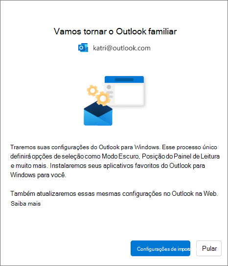 Importar configurações para o novo Outlook para Windows