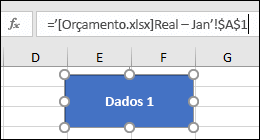 Forma selecionada para mostrar o nome do link na barra de fórmulas