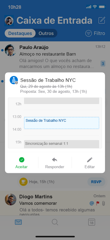 Outlook iOS aceita o novo horário