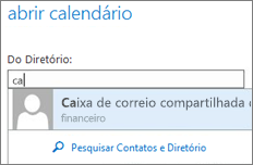 Caixa de diálogo Abrir calendário do Outlook Web App