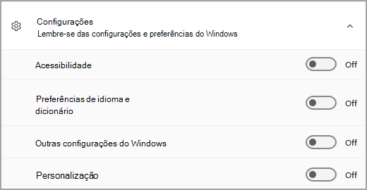A seção Configurações do Backup do Windows.