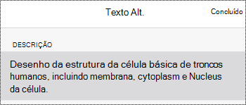 Caixa de diálogo de texto Alt para imagens no OneNote para iOS.