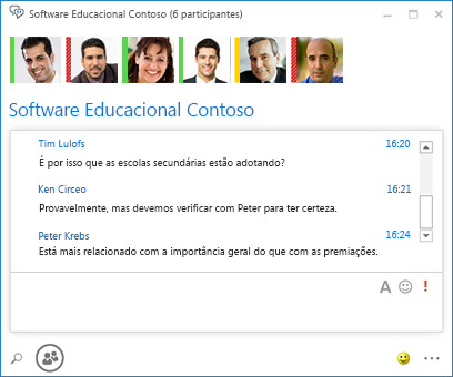 Captura de tela de chat persistente com 6 participantes
