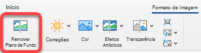 A opção Remover Imagem encontra-se no separador Formato da Imagem nas aplicações do Office.