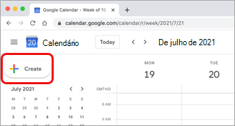 Selecione Criar no calendário do Google