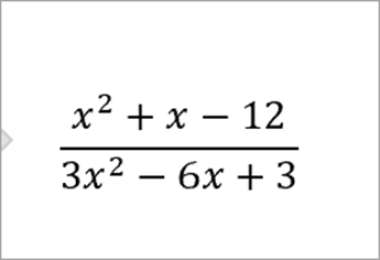 equação: x quadrado mais x menos 12 sobre 3x quadrados menos 6x mais 3