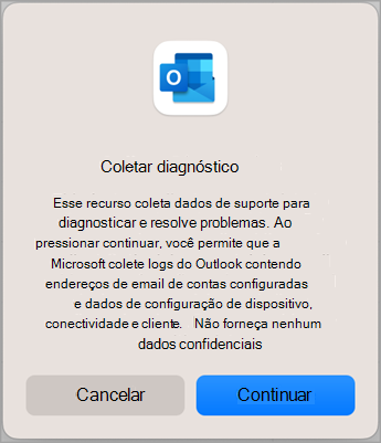 Entrar em contato com o suporte na captura de tela do Outlook dois