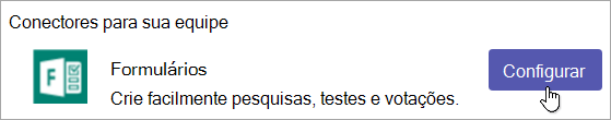 Adicione um conector de formulários ao seu canal para manter seu grupo atualizado com conteúdo e atualizações para seus Microsoft Forms