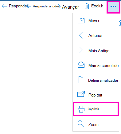 Imprimir uma mensagem de email no Email do Windows 10