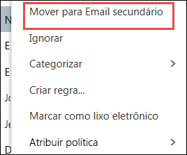 Mover para o Email secundário