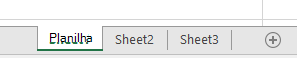 Excel de planilha mostradas na parte inferior do painel de Excel