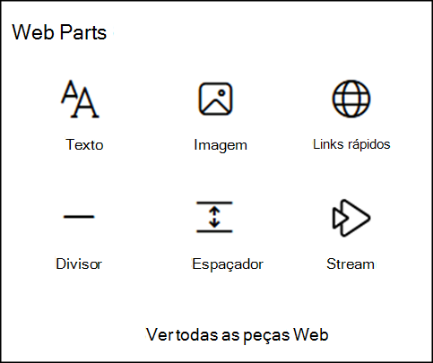 Web parts na caixa de ferramentas