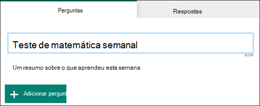 Nome e subtítulo inseridos para um novo teste