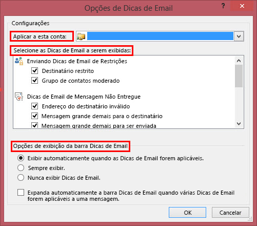 Outlook MailTip Options