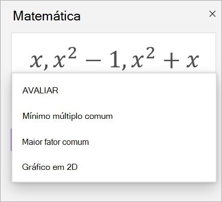 Lista de matrizes no Assistente de Matemática