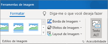 Botão Alt Text na faixa do Outlook para Windows.