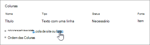 Adicionar a opção de tipo de conteúdo existente realçada