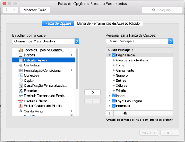 Personalizar Faixa de Opções do Office2016 para Mac