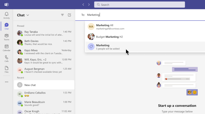 Captura de tela mostrando como iniciar um chat com membros de uma marca