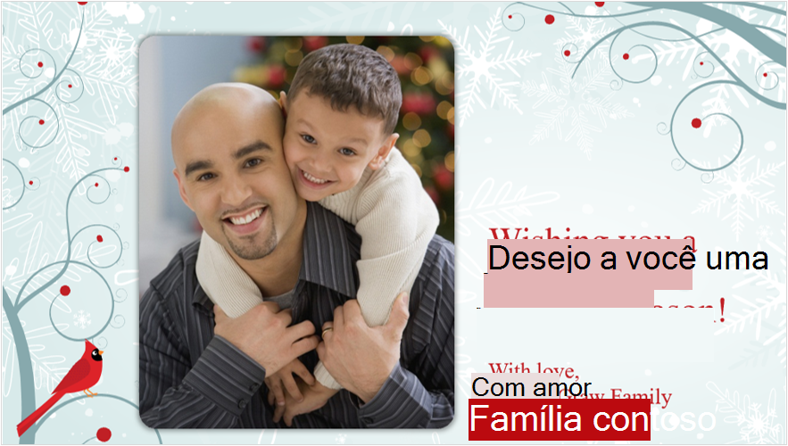 Imagem de um cartão de fotos de feriado com pai e filho