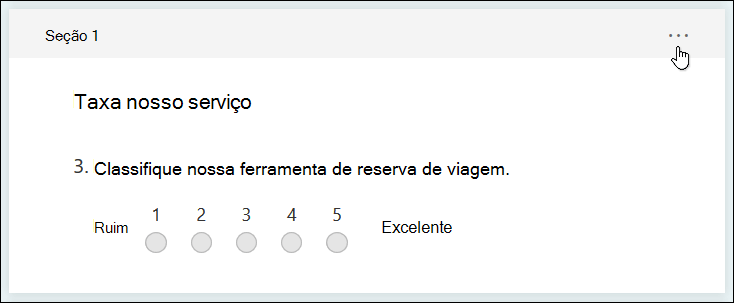 Mais configurações para o botão de seção no Microsoft Forms