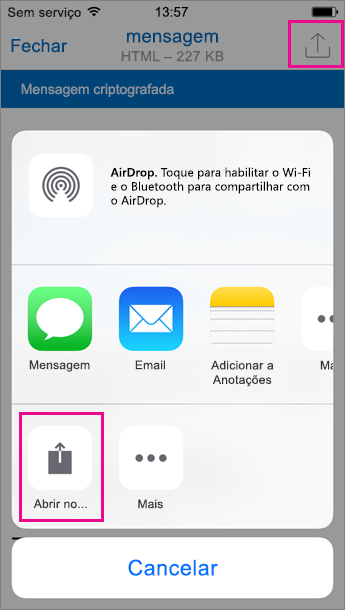 Visualizador do OME para Outlook para iOS 2