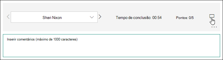 Inserir comentários para um respondedor