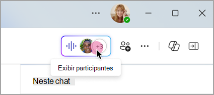 Selecione o indicador ao vivo em um chat em grupo para exibir os participantes da reunião instantânea.