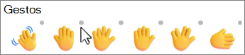 Emojis com um ponto cinza para mudar o tom de pele.