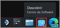 Localizando o ícone Descobrir Centro de Software na barra de tarefas do Steam Desktop.