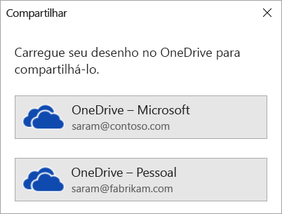 Caso você não tenha salvo seu desenho no OneDrive ou SharePoint, o Visio solicitará que você faça isso.